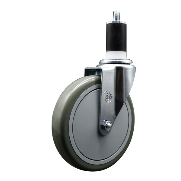 6'' Gray Poly Wheel Swivel 1-1/2'' Expanding Stem Caster